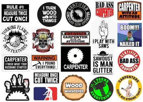 21 pcs Carpenter Stickers for Hard Hat, Funny Carpenter Helmet。